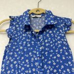 Stradivarius sleeveless shirt dress in blue floral print Sz Small Boho Ruffles Photo 5