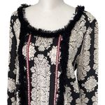 Kookai Vintage  Rayon Print Blouse w/accent trim. Size 38/Small‎ Black Cream Photo 1