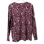 kim rogers  Women Size Medium Long Sleeve Shirt‎ Deer Fox Print Stretch Holiday Photo 1