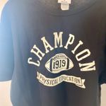 Champion  Black Physical Education Football Graphic Cropped T Shirt Womens Small Photo 1