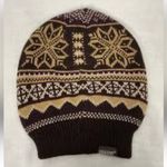 Muk Luks reversible brown fair isle winter hat/beanie OS Photo 0