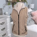 Free Country Puffer Vest Tan Reversible Frosted Sherpa Zip Ski Jacket Womens S  Photo 2