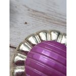 Vintage Clip On Earrings Large Statement Unusual Purple & Light Gold Tone 1.75" Photo 9