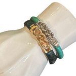 Vintage Vita Florence 24k Gold Bangle & Modern Manelli Silver Leather Bracelet Photo 11