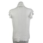 Tommy Hilfiger Women's White Flutter Sleeve Tie Neck Button Shirt Blouse Top S Photo 1