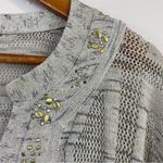 White House | Black Market Lightweight Crochet Knit Metallic Studs Poncho Top M Photo 3