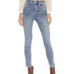 We The Free Womens Light Blue Skinny Jeans Jeggings High Rise Raw Hem Size 30 Photo 1