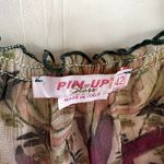 Pin Up Stars Coverup Italy Sheer Floral Top Rhinestone Quarter Sleeve Green M Size M Photo 2