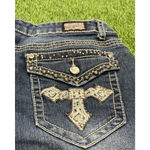 Earl Jean  Iron Cross Rhinestone Pocket Denim Shorts Y2K Cuffed Womens Size 12 Photo 7