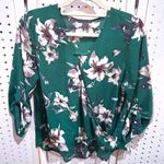 West Kei  Emerald Green Floral Print V Neck Dolman Sleeve Blouse MP Photo 0