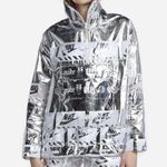 Nike Sportswear Metallic All Over Logo Print Windbreaker Jacket: Silver/White Photo 0