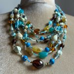 Mix gemstones sea glass Beaded layered Necklace Blue Photo 0