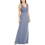 Adrianna Papell Lace and Crepe Sleeveless A-Line Evening Gown Blue Size 10 Dress Photo 9