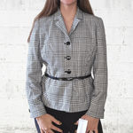 Jones New York 90s Houndstooth Belted Office Blazer Prince of Wales Size 8 NWT Photo 2