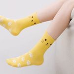 Womens Cat Socks and Matching Cat Earrings in yellow/ blk Yellow Photo 0