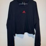 Adidas  Long Sleeve Cropped Sweatshirt Colorful Logo Raw Hem Size Extra Large Photo 0