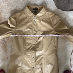 Frenchi Beige genuine Leather shirt Jacket shacket size small Tan Photo 5