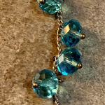 Blue Aquamarine Crystal Glass Breads Earrings Dangle Cascading Cluster Estate Photo 0