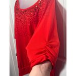 Faded Glory  Women's Red Sequined Blouse Top 3/4 Sleeve Size 1X 16W Photo 4
