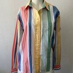 Talbots Women's Multicolor retro 90s cotton colorful funky button down shirt Photo 0