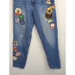 ZARA  Medium Wash Blue Patchwork Mom Jeans Women's 4 High Waist Tapered Leg Photo 3