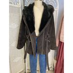 Banana Republic Brown Suede Hooded Jacket XL Tie Waist Leather AS IS Photo 13