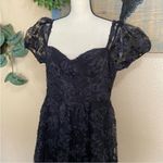 Notable Elegance Black Mesh Floral Applique Bustier Midi Dress Size L Photo 6