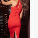 Dress the Population Eden High Neck Halter Bodycon Midi Dress in Rouge Photo 2