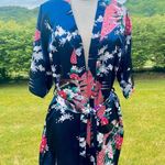 Oriental Village Blue Kimono/Robe with Floral and Peacock Design Photo 8