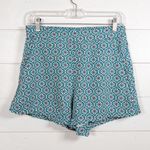 Old Navy Plaza High Waist Turquoise Patterned Pull On Shorts, EUC, Size Medium Photo 4