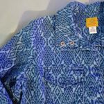 Ruby Rd . Woman's Printed snap 3/4 Sleeve Jacket 14P Blue Geometric Pattern Photo 2
