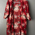 Glance Women’s XL Floral Kimono Cardigan Red Rose Print Lightweight Photo 0