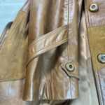 Vintage 70s Skin Gear Napa Ante Leather Trench Coat S Patchwork Tan Brown Photo 12