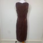 Liz Claiborne  Brown Embroidered Chiffon Shift Dress Sz 6 Vintage 90s Photo 1