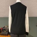 Halogen  Cardigan Sweater Merino Wool Striped Black Gray Cream Large L Photo 4