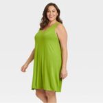 Ava & Viv Green Sleeveless Midi Dress Rayon Spandex Minimalist Resort Wear Sz XL Photo 2