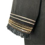 ZARA  Black Faux Suede Contrast Embroidered Jacket L Photo 3