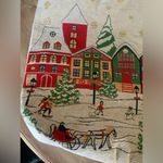 GUC Winter Wonderland Festive Tote Bag Christmas Embroidered Look Zipper Handles Red Photo 2
