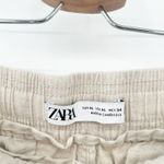 ZARA Womens Casual Beachy Linen Blend Elastic Waist Pull On Pants Size XL Beige Photo 4