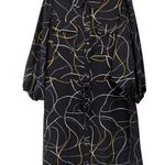 City Chic New  Relaxed Tie Waist Shirt Dress Size XXS 12 Free Hand Squiggle Print Photo 0