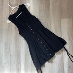 Free People Cotton Gauze Button Front Sleeveless Side Tie Dress Black (small) Photo 7