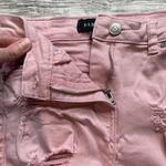 Parisian Distressed Denim Jean Shorts Light Pink Hi Rise Mini Booty Shorts 2 Zip Photo 3
