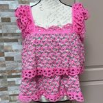 Jennifer Grace JENNIFER & GRACE Eyelet Trim Top blouse pink Size Large New Photo 2