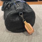 Meredith Wendell purse mini duffel bag black straw pockets shoulder strap Photo 4