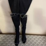 Womens ShoeDazzle Destroyed Over the Knee Dark Denim Heeled Boots Size 8 Blue Photo 1