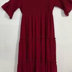 JessaKae Red Ruffled Midi Dress with Flutter Sleeves 100% Polyester Size undefined Photo 0