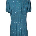 Free People NWT Abbie Tie Neck Puff Sleeve Reversible Mini Dress in Green Combo Photo 5