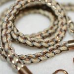Source Unknown Vintage PE Stamped Copper/Grey Leather Braided Everyday Chain Necklace Photo 2