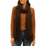 Women’s Bundle 3 Oblong Scarfs Solid Neutral Color Fringe Tan Orange Brown Tan Photo 8