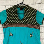 Women’s FFU Indian Kurti short sleeve Large Blue Photo 1
